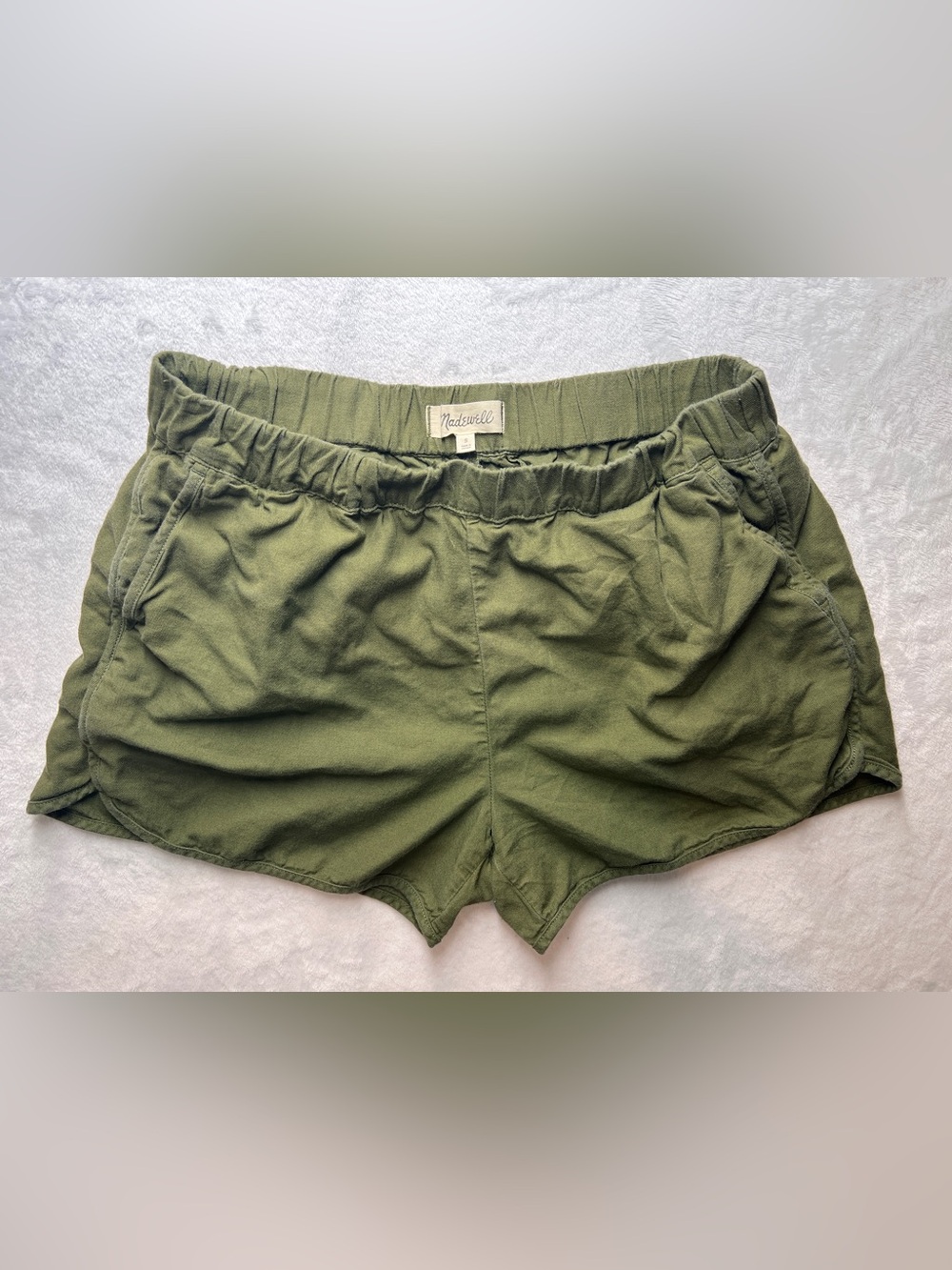Madewell Shorts Womens Small Green Elastic Waist Pull On Casual Summer Pocket
